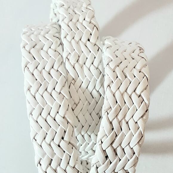 Talbots Southwestern Powder White Braided Genuine Leather Skinny Belt Lg Waist - Picture 8 of 11